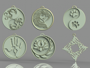 set of pendants 6 pieces stl 3D-printmodel
