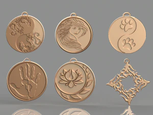 set of pendants 6 pieces stl 3D Print Model