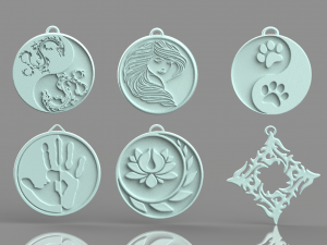 set of pendants 6 pieces stl Modelo de Impressão 3D