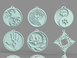 set of pendants 6 pieces stl 3D Print Model