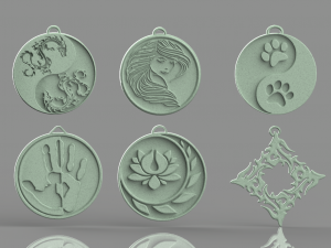 set of pendants 6 pieces stl Modelo de Impressão 3D