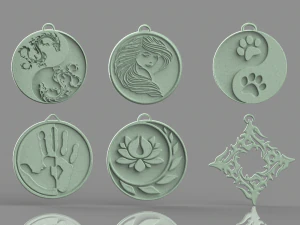 set of pendants 6 pieces stl 3D Print Model