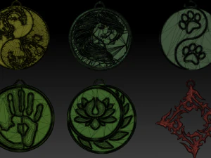 set of pendants 6 pieces stl 3D Print Model