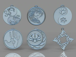 set of pendants 6 pieces stl 3D Print Model