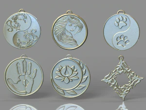 set of pendants 6 pieces stl 3D Print Model