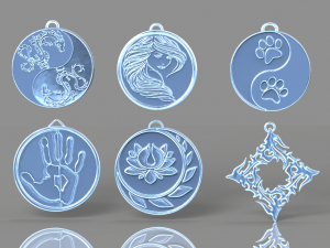 set of pendants 6 pieces stl Modelo de Impressão 3D