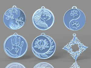 set of pendants 6 pieces stl 3D Print Model