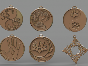 set of pendants 6 pieces stl Modelo de Impressão 3D