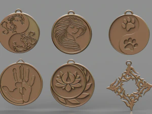 set of pendants 6 pieces stl 3D Print Model
