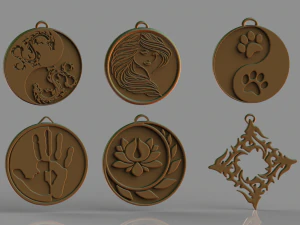 set of pendants 6 pieces stl 3D Print Model