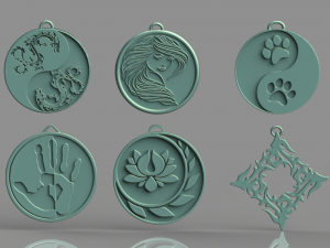 set of pendants 6 pieces stl Modelo de Impressão 3D