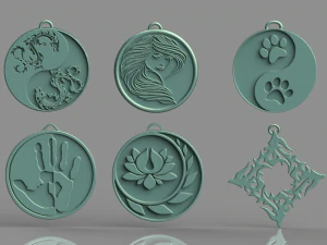 set of pendants 6 pieces stl 3D Print Model