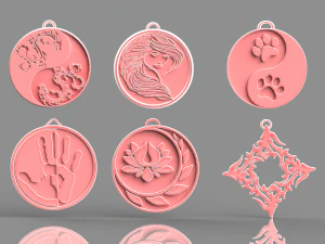 set of pendants 6 pieces stl 3D Print Model