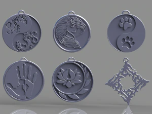 set of pendants 6 pieces stl 3D Print Model
