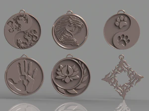 set of pendants 6 pieces stl 3D Print Model