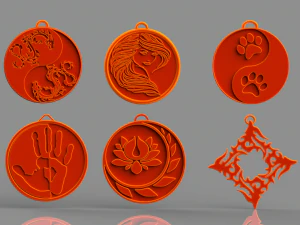 set of pendants 6 pieces stl 3D Print Model
