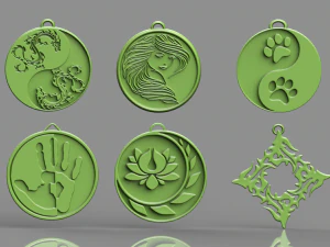 set of pendants 6 pieces stl 3D Print Model