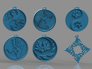 set of pendants 6 pieces stl Modelo de Impressão 3D