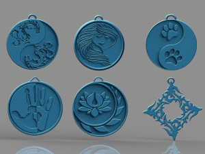 set of pendants 6 pieces stl 3D Print Model