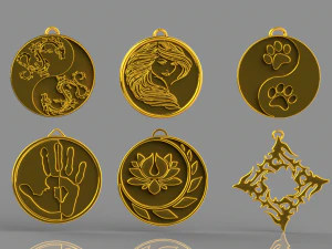 set of pendants 6 pieces stl 3D Print Model