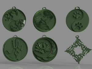 set of pendants 6 pieces stl 3D Print Model