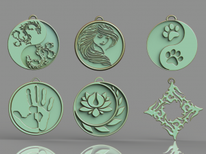 set of pendants 6 pieces stl Modelo de Impressão 3D