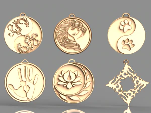 set of pendants 6 pieces stl 3D Print Model