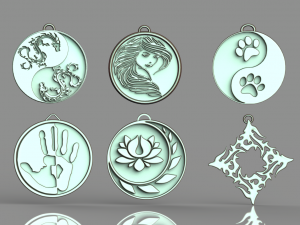 set of pendants 6 pieces stl Modelo de Impressão 3D