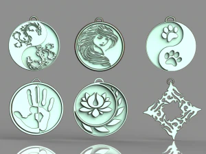 set of pendants 6 pieces stl 3D Print Model