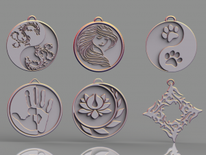 set of pendants 6 pieces stl Modelo de Impressão 3D