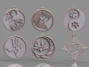 set of pendants 6 pieces stl 3D Print Model