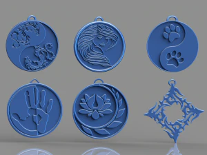 set of pendants 6 pieces stl 3D Print Model