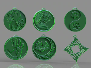 set of pendants 6 pieces stl 3D Print Model