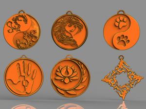 set of pendants 6 pieces stl Modelo de Impressão 3D