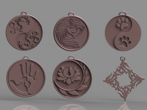 set of pendants 6 pieces stl Modelo de Impressão 3D