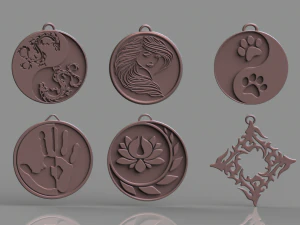 set of pendants 6 pieces stl 3D Print Model