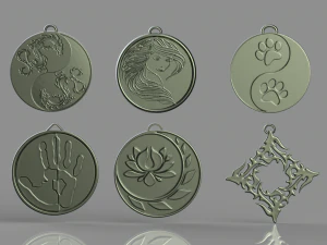 set of pendants 6 pieces stl 3D Print Model