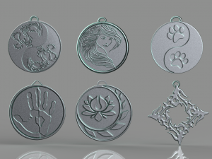 set of pendants 6 pieces stl Modelo de Impressão 3D