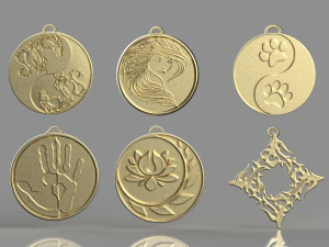 set of pendants 6 pieces stl 3D Print Model
