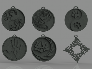 set of pendants 6 pieces stl Modelo de Impressão 3D