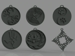 set of pendants 6 pieces stl 3D Print Model