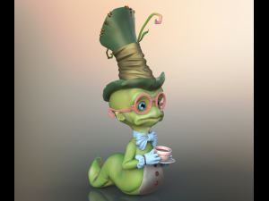 worm cartoon high poly Modelo 3D