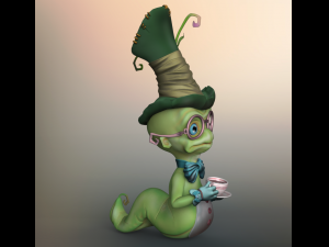 worm cartoon high poly Modelo 3D