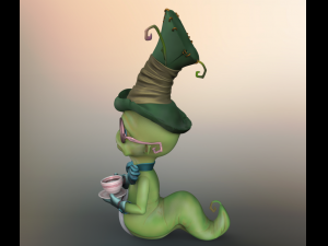worm cartoon high poly Modelo 3D