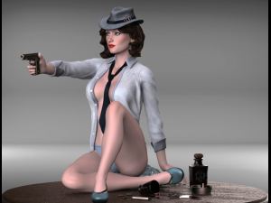 girl with a high poly 3D Model