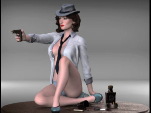 garota com um alto poli Modelo 3D