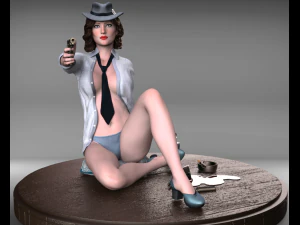 girl with a high poly 3D Model