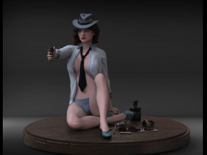 girl with a high poly 3D Model