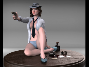 girl with a high poly 3D Model