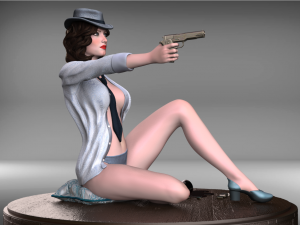 girl with a high poly 3D Model